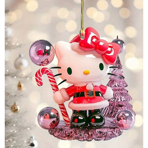Hello Kitty 3PCS Christmas Acrylic Ornaments Cute Holiday Tree Decorations - Picture 4 of 6